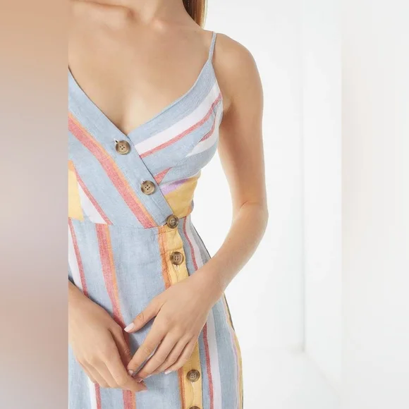 β¨ Urban Outfitters Amber Button-Down Linen Midi Dress - Picture 1 of 9